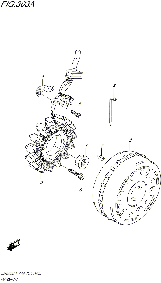 ALLUMAGE ROTOR STATOR POUR SUZUKI BURGMAN 400 2015 POUR BURGMAN 400 AN400A L5  AN400ZA L5 