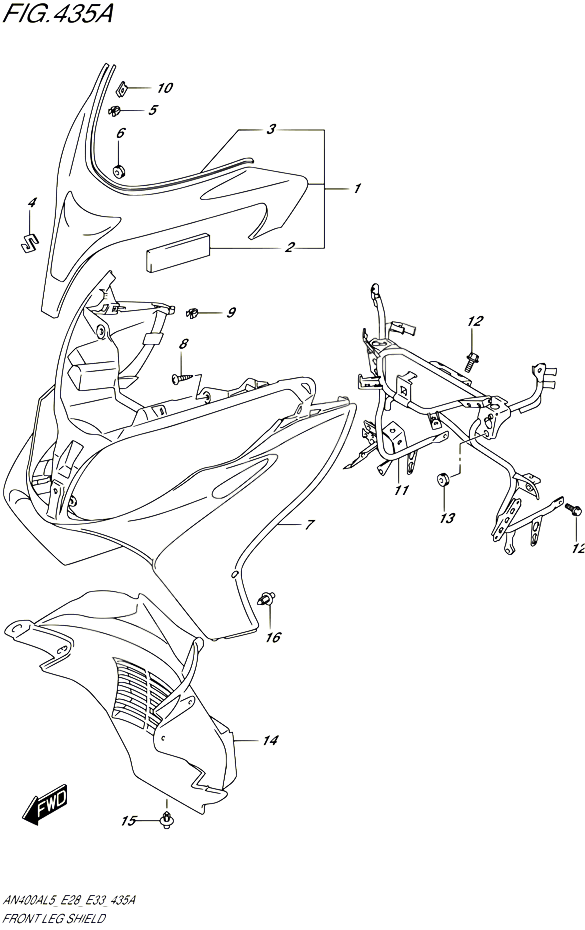 CARENAGES AVANT AN400AL5 E33 POUR SUZUKI BURGMAN 400 2015 POUR BURGMAN 400 AN400A L5  AN400ZA L5 