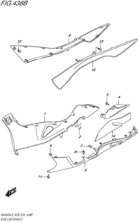 CARENAGES INFERIEUR AN400ZAL5 E28 POUR SUZUKI BURGMAN 400 2015 POUR BURGMAN 400 AN400A L5  AN400ZA L5 