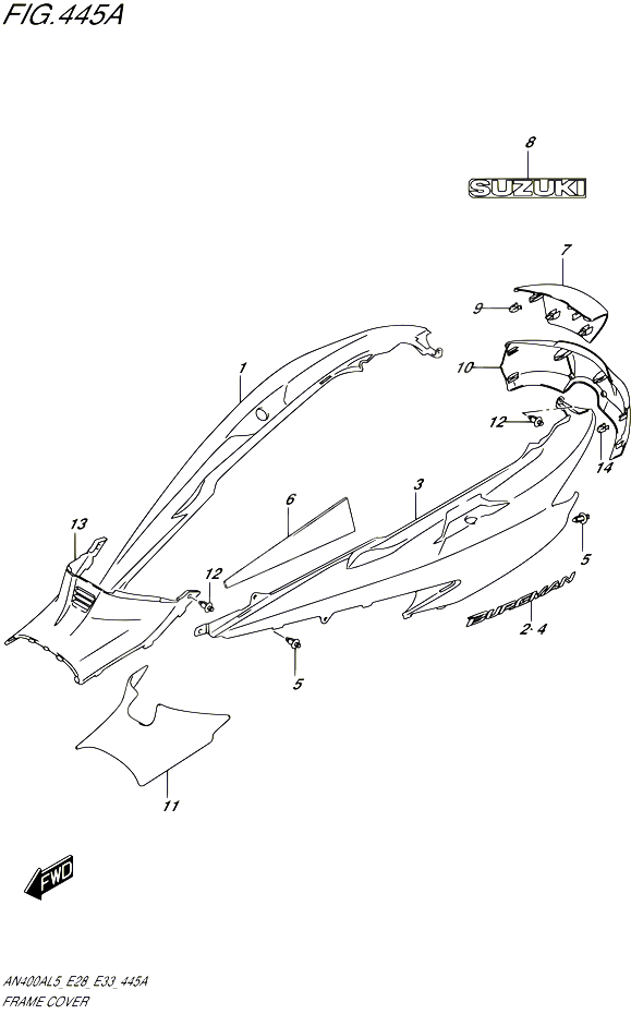 CARENAGES ARRIERE AN400AL5 E33 POUR SUZUKI BURGMAN 400 2015 POUR BURGMAN 400 AN400A L5  AN400ZA L5 