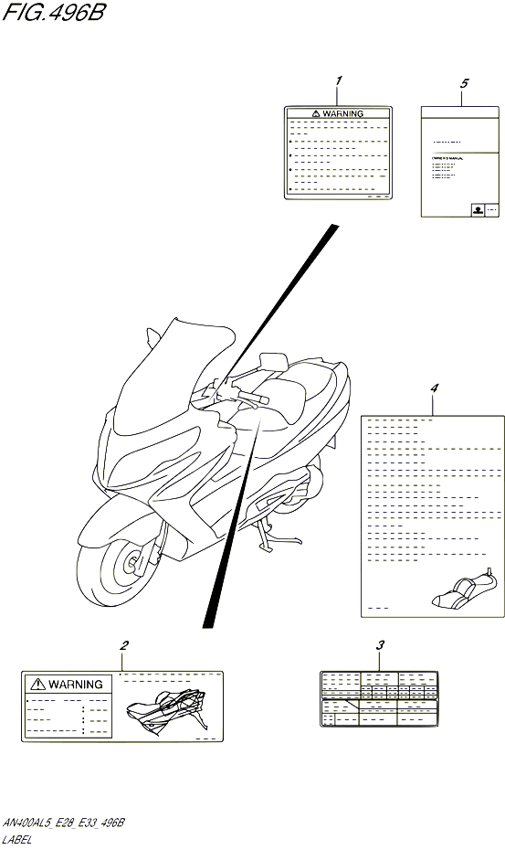 ETIQUETTE AN400ZAL5 E28 POUR SUZUKI BURGMAN 400 2015 POUR BURGMAN 400 AN400A L5  AN400ZA L5 