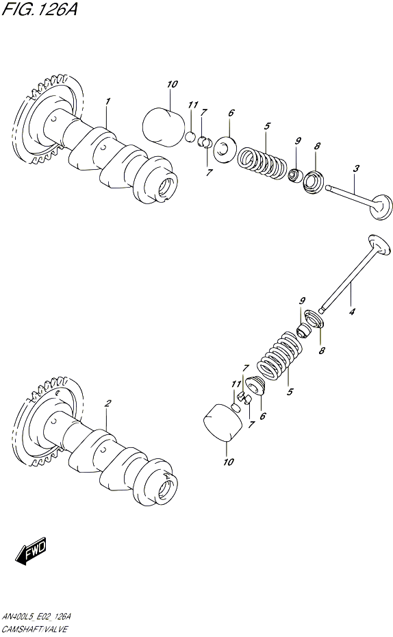 ARBRE A CAMES VALVE POUR SUZUKI BURGMAN 400 2015 POUR BURGMAN 400 AN400A L5 