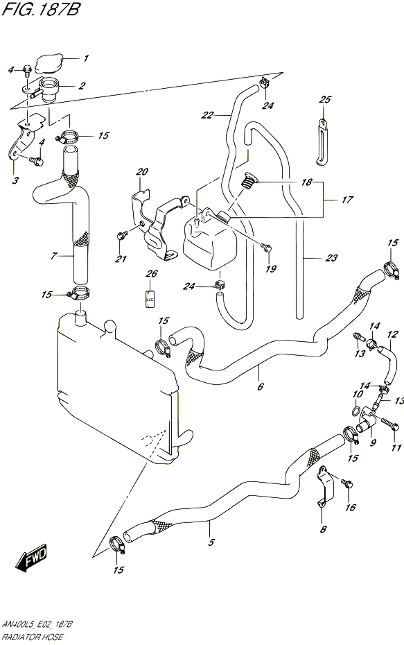 DURITE DE RADIATEUR AN400AL5 E02 POUR SUZUKI BURGMAN 400 2015 POUR BURGMAN 400 AN400A L5 