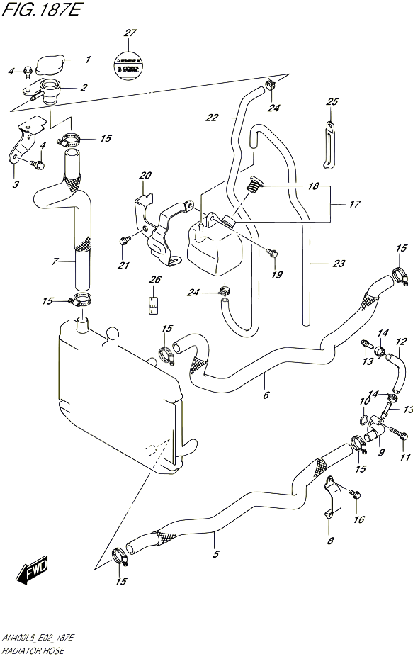 DURITE DE RADIATEUR AN400ZAL5 E19 POUR SUZUKI BURGMAN 400 2015 POUR BURGMAN 400 AN400A L5 