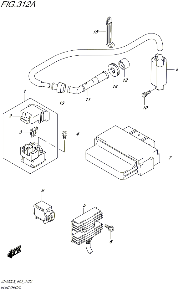 PARTIE ELECTRIQUE POUR SUZUKI BURGMAN 400 2015 POUR BURGMAN 400 AN400A L5 