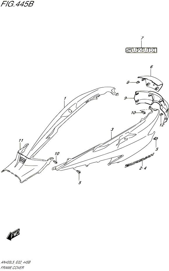 CARENAGES ARRIERE AN400AL5 E02 POUR SUZUKI BURGMAN 400 2015 POUR BURGMAN 400 AN400A L5 