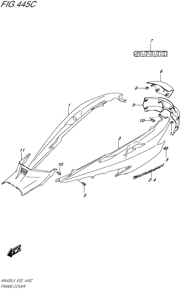 CARENAGES ARRIERE AN400AL5 E19 POUR SUZUKI BURGMAN 400 2015 POUR BURGMAN 400 AN400A L5 