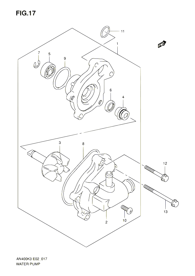 POMPE A EAU POUR SUZUKI BURGMAN 400 2003 POUR BURGMAN 400 AN400 K3 