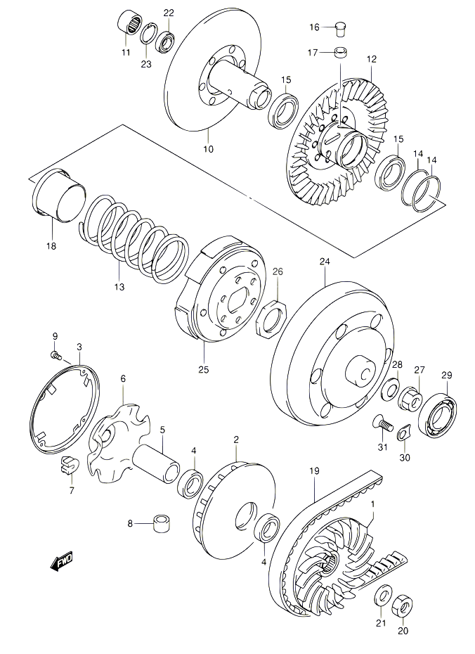 TRANSMISSION 1 POUR SUZUKI BURGMAN 400 2003 POUR BURGMAN 400 AN400 K3 