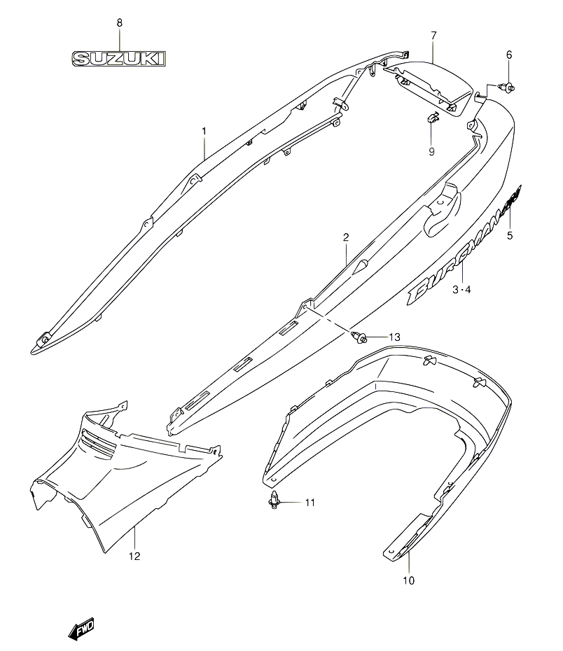 CARENAGES ARRIERE MODELE K3 POUR SUZUKI BURGMAN 400 2003 POUR BURGMAN 400 AN400 K3 