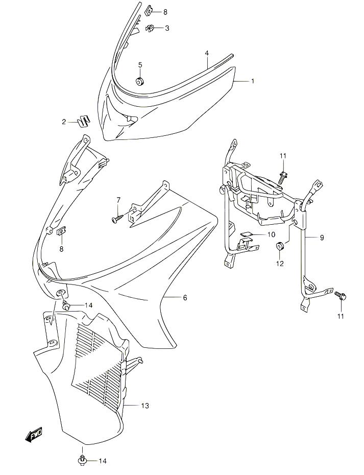 CARENAGES AVANT MODELE K3  K4 POUR SUZUKI BURGMAN 400 2003 POUR BURGMAN 400 AN400 K3 