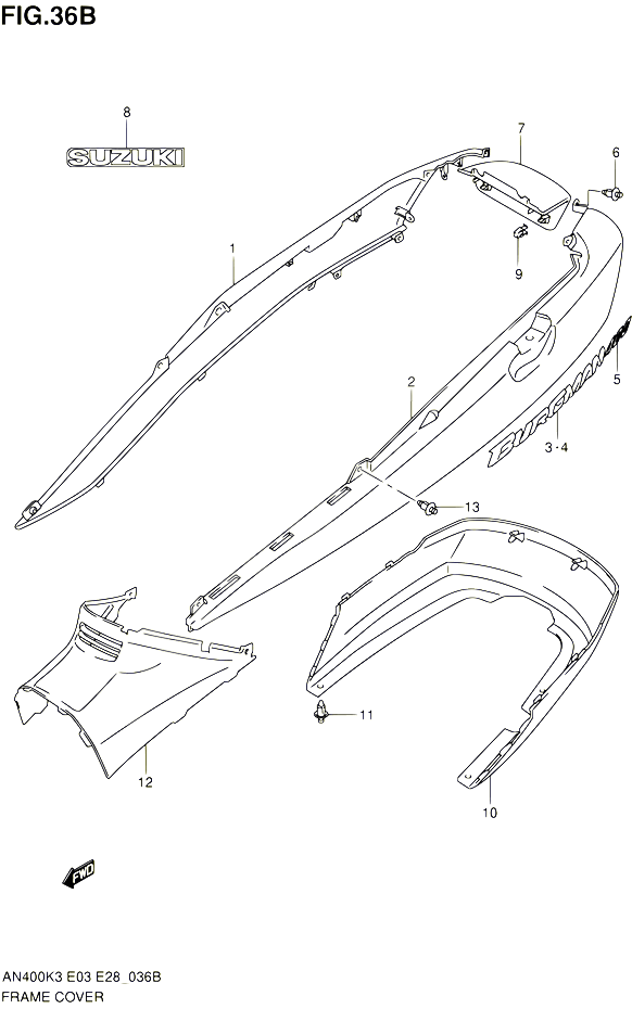 CARENAGES ARRIERE AN400K5  K6 POUR SUZUKI BURGMAN 400 2003 POUR BURGMAN 400 AN400 K3 