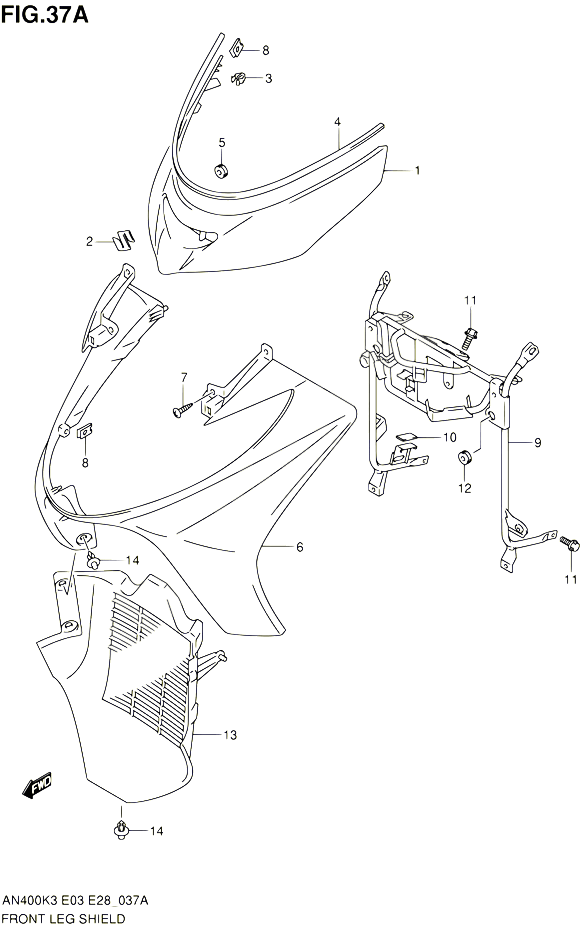 CARENAGES AVANT MODELE K5  K6 POUR SUZUKI BURGMAN 400 2003 POUR BURGMAN 400 AN400 K3 