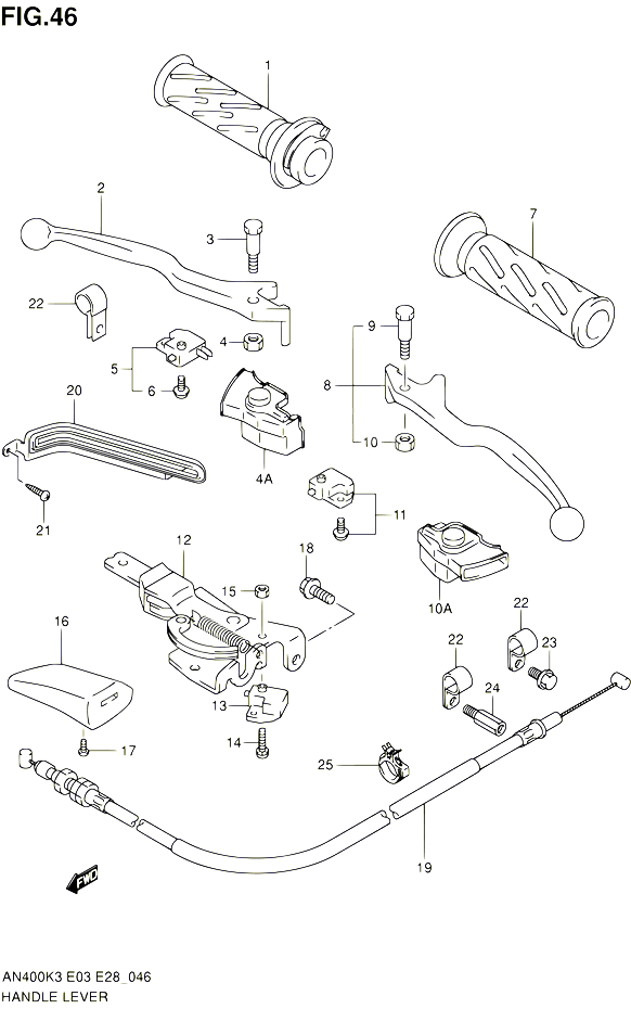 ENSEMBLE LEVIERS POIGNEES POUR SUZUKI BURGMAN 400 2003 POUR BURGMAN 400 AN400 K3 