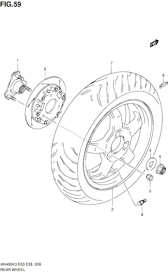 ROUE ARRIERE POUR SUZUKI BURGMAN 400 2003 POUR BURGMAN 400 AN400 K3 