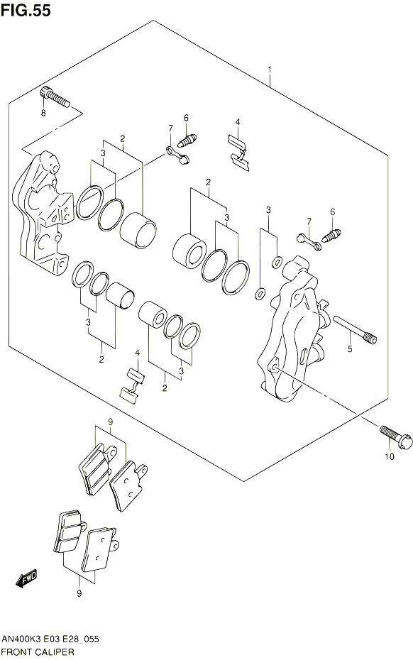 ETRIER DE FREIN AVANT POUR SUZUKI BURGMAN 400 2003 POUR BURGMAN 400 AN400 K3 