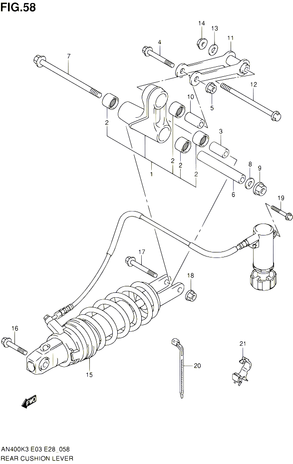 BIELLETTE DAMORTISSEUR POUR SUZUKI BURGMAN 400 2003 POUR BURGMAN 400 AN400 K3 