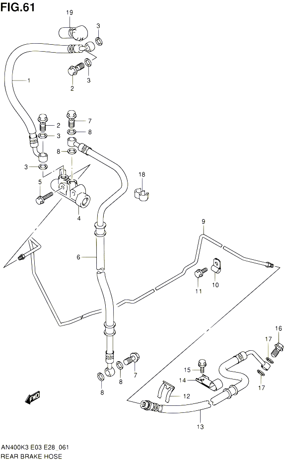 DURITE DE FREIN ARRIERE POUR SUZUKI BURGMAN 400 2003 POUR BURGMAN 400 AN400 K3 