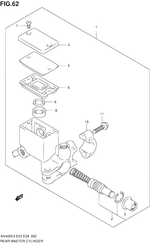 MAITRE CYLINDRE ARRIERE POUR SUZUKI BURGMAN 400 2003 POUR BURGMAN 400 AN400 K3 
