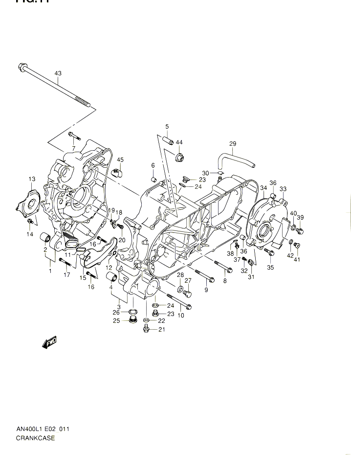 CARTER AN400ZAL1 E51 POUR SUZUKI BURGMAN 400 2011 POUR BURGMAN 400 AN400 L1 