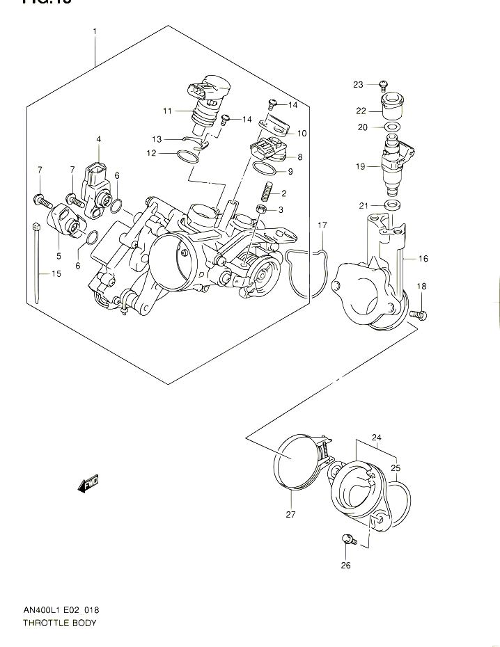 CORPS DE PAPILLON POUR SUZUKI BURGMAN 400 2011 POUR BURGMAN 400 AN400 L1 