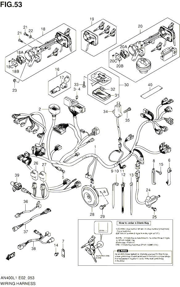 FAISCEAU ELECTRIQUE IMOBI POUR SUZUKI BURGMAN 400 2011 POUR BURGMAN 400 AN400 L1 