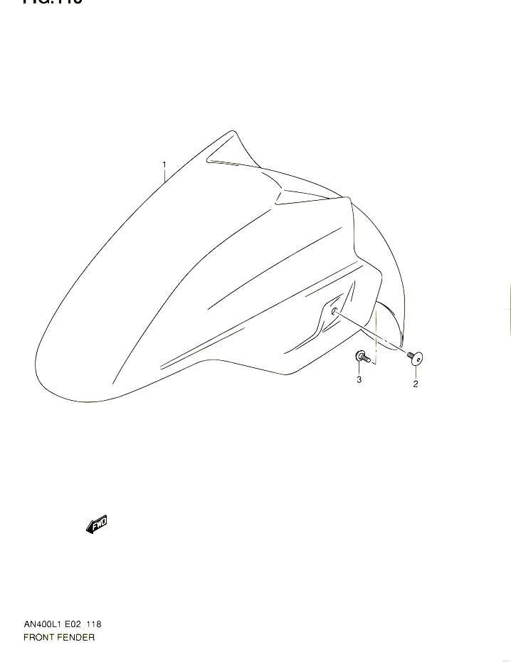 GARDE BOUE AVANT AN400L1 E02 POUR SUZUKI BURGMAN 400 2011 POUR BURGMAN 400 AN400 L1 