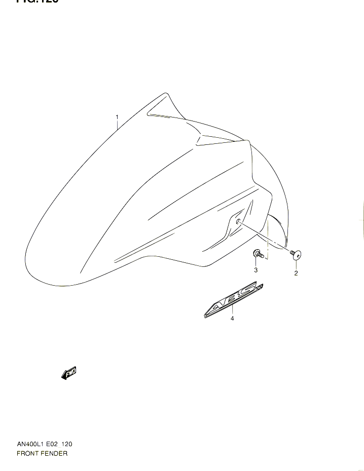 GARDE BOUE AVANT AN400AL1 E24 POUR SUZUKI BURGMAN 400 2011 POUR BURGMAN 400 AN400 L1 