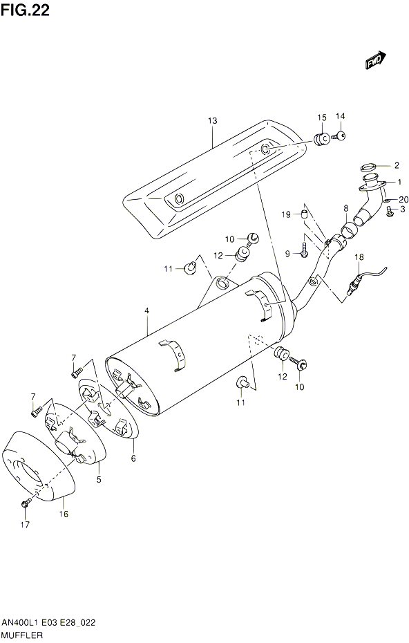 SILENCIEUX POUR SUZUKI BURGMAN 400 2011 POUR BURGMAN 400 AN400 L1 