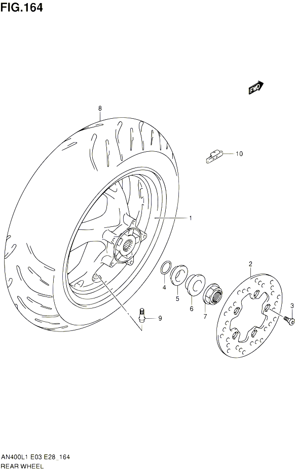 ROUE ARRIERE AN400L1 E03 POUR SUZUKI BURGMAN 400 2011 POUR BURGMAN 400 AN400 L1 