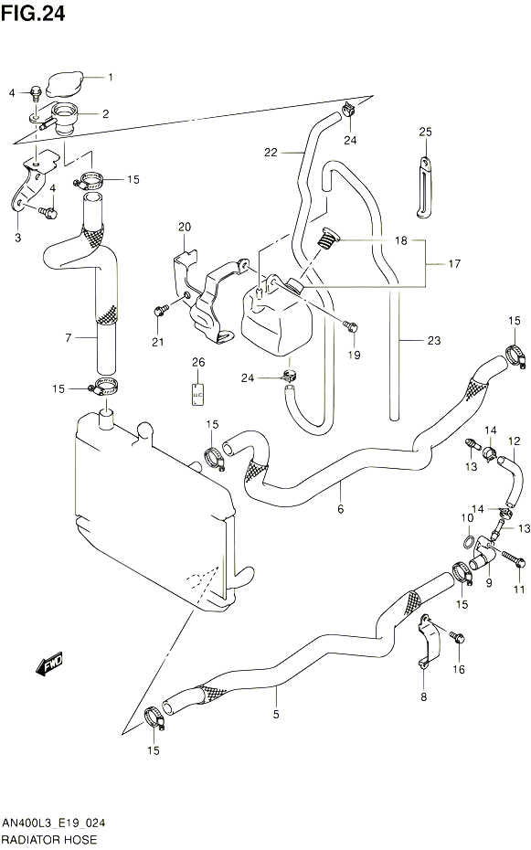 DURITE DE RADIATEUR AN400L3 E19 POUR SUZUKI BURGMAN 400 2013 POUR BURGMAN 400 AN400 L3 