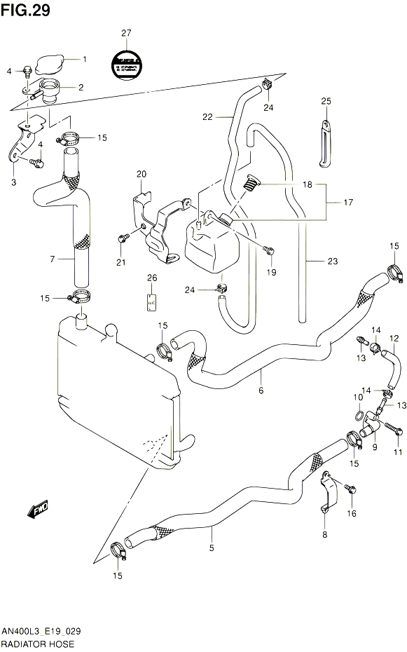 DURITE DE RADIATEUR AN400ZAL3 E19 POUR SUZUKI BURGMAN 400 2013 POUR BURGMAN 400 AN400 L3 