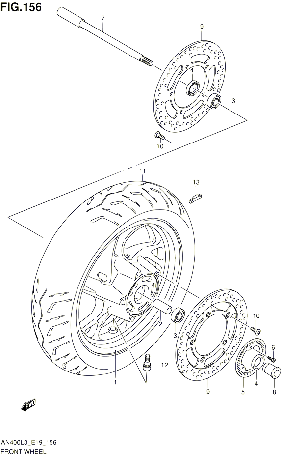 ROUE AVANT AN400ZAL3 E19 POUR SUZUKI BURGMAN 400 2013 POUR BURGMAN 400 AN400 L3 