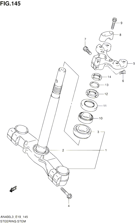 COLONNE DE DIRECTION AN400L3 E19 POUR SUZUKI BURGMAN 400 2013 POUR BURGMAN 400 AN400 L3 