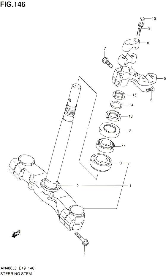 COLONNE DE DIRECTION AN400AL3 E02 POUR SUZUKI BURGMAN 400 2013 POUR BURGMAN 400 AN400 L3 