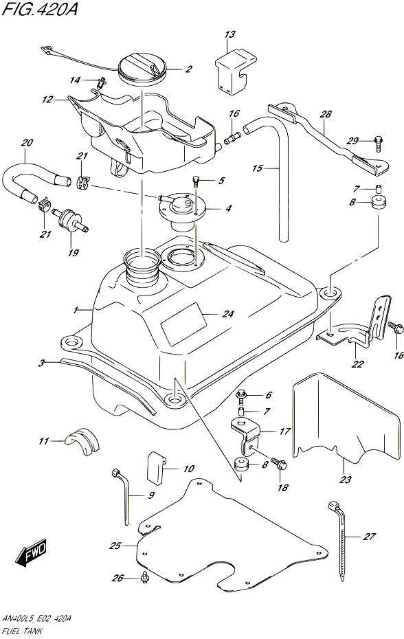 RESERVOIR DESSENCE POUR SUZUKI BURGMAN 400 2015 POUR BURGMAN 400 AN400 L5 