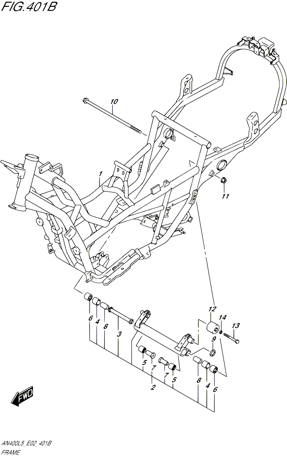 CADRE AN400AL5 E02 POUR SUZUKI BURGMAN 400 2015 POUR BURGMAN 400 AN400 L5 
