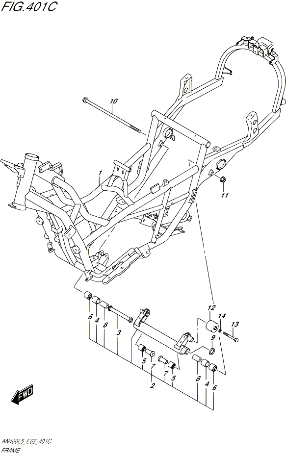 CADRE AN400AL5 E19 POUR SUZUKI BURGMAN 400 2015 POUR BURGMAN 400 AN400 L5 
