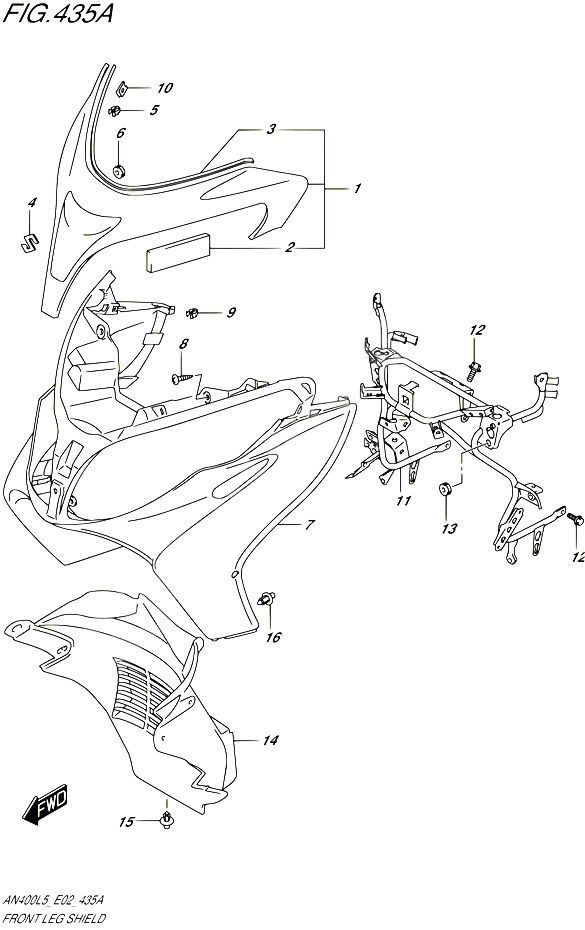 CARENAGES AVANT AN400L5 E19 POUR SUZUKI BURGMAN 400 2015 POUR BURGMAN 400 AN400 L5 