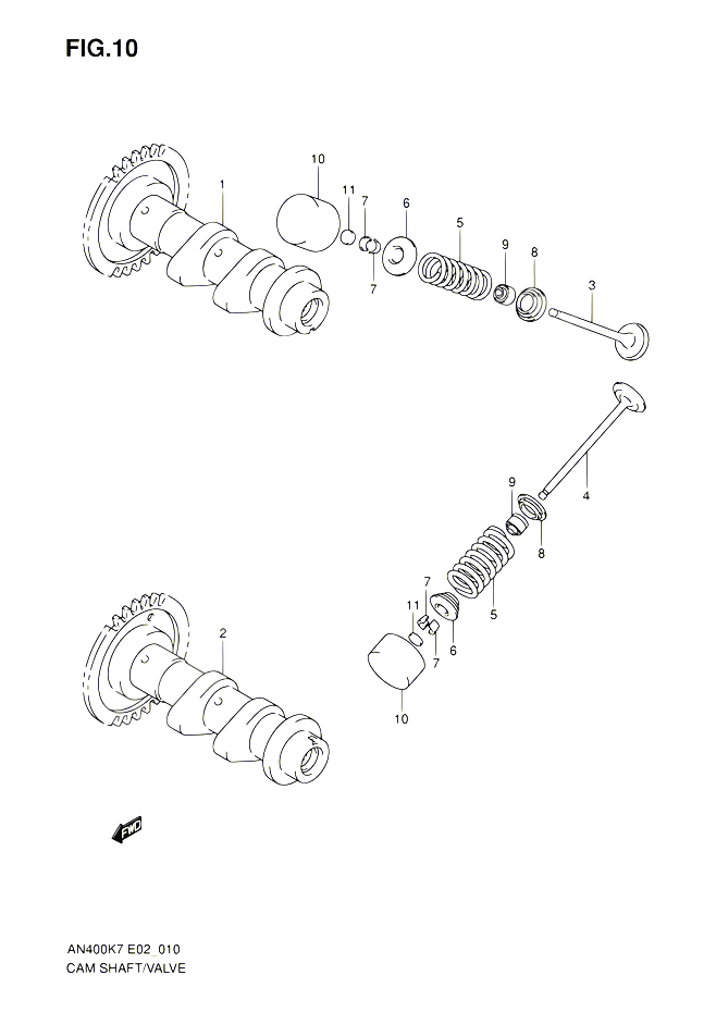 ARBRE A CAMES VALVE POUR SUZUKI BURGMAN 400 2010 POUR BURGMAN 400 AN400ZA L0 