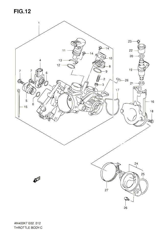 CORPS DE PAPILLON POUR SUZUKI BURGMAN 400 2010 POUR BURGMAN 400 AN400ZA L0 