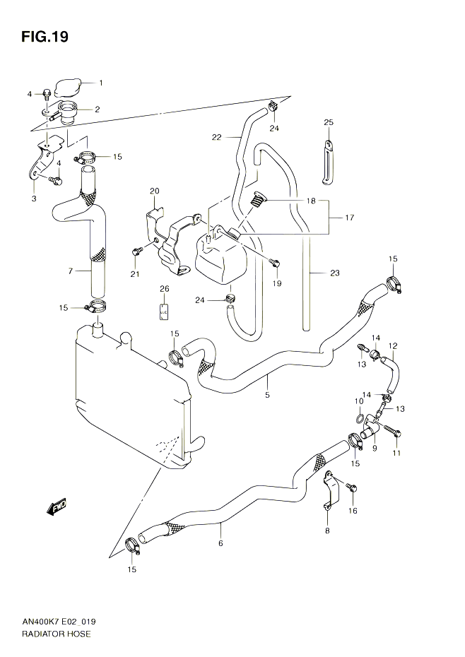 DURITE DE RADIATEUR POUR SUZUKI BURGMAN 400 2010 POUR BURGMAN 400 AN400ZA L0 