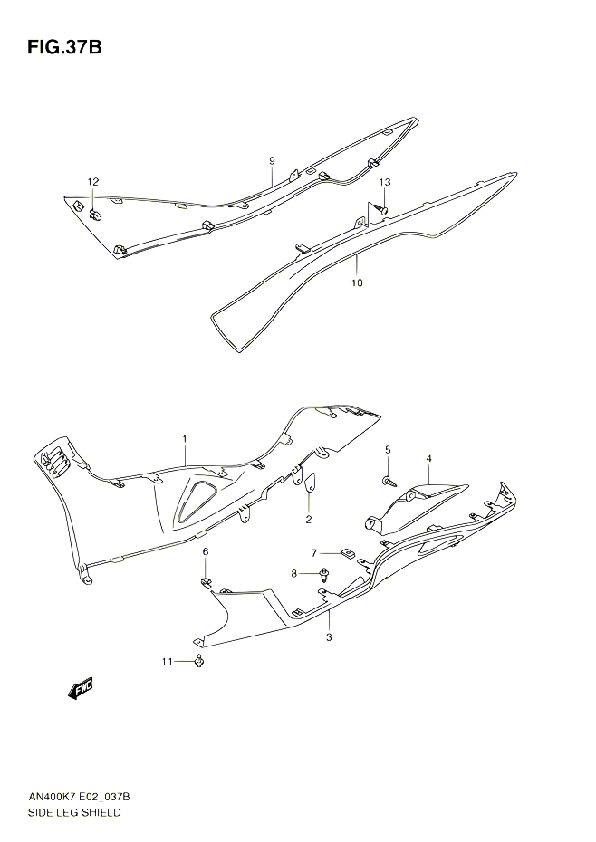 CARENAGES INFERIEUR MODEL L0 POUR SUZUKI BURGMAN 400 2010 POUR BURGMAN 400 AN400ZA L0 