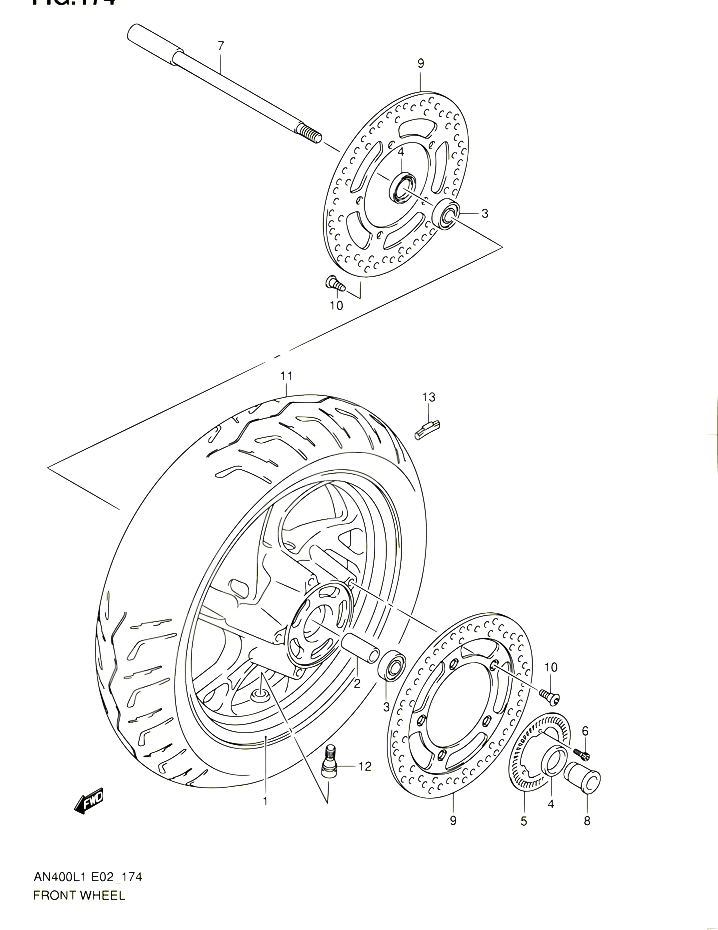 ROUE AVANT AN400AL1 E19 POUR SUZUKI BURGMAN 400 2011 POUR BURGMAN 400 AN400ZA L1 