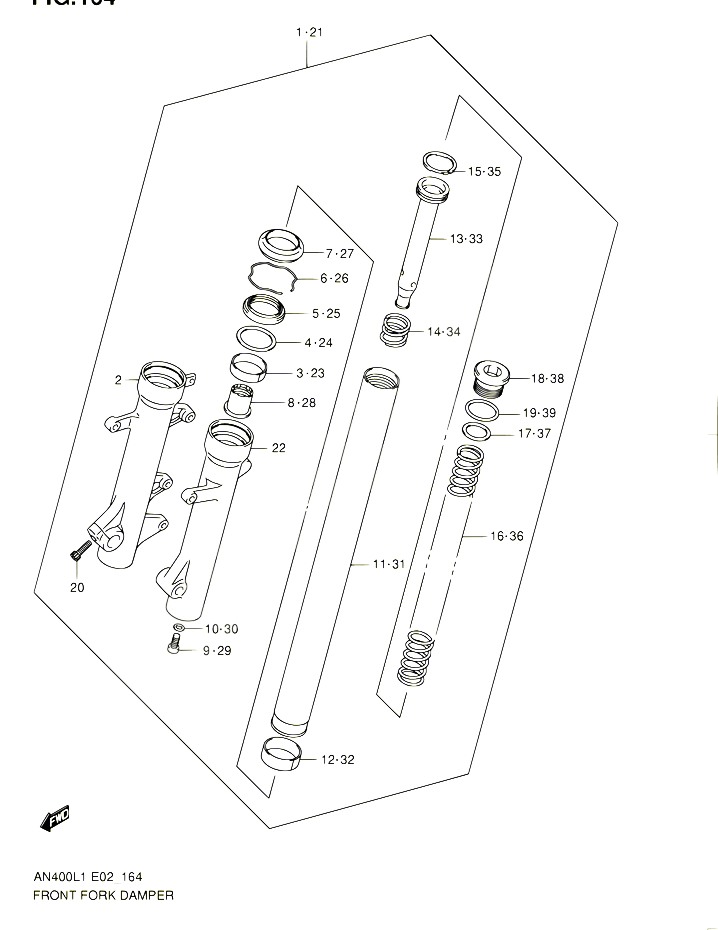 FOURCHE AN400L1 E19 POUR SUZUKI BURGMAN 400 2011 POUR BURGMAN 400 AN400ZA L1 