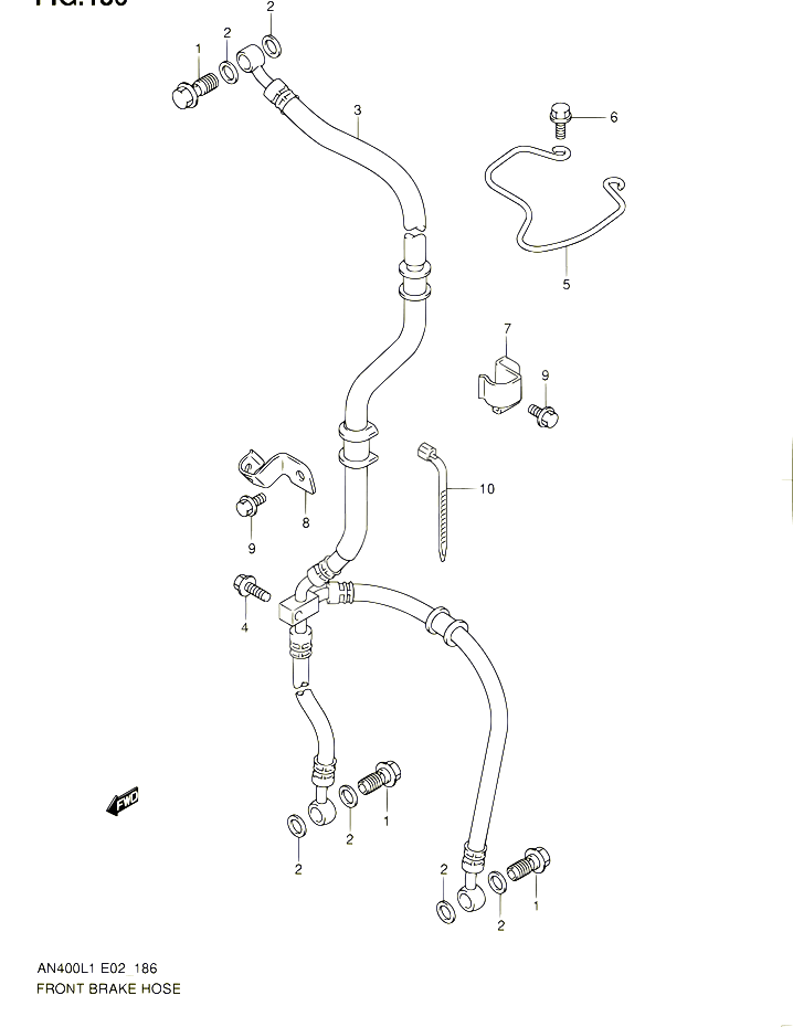 DURITE DE FREIN AVANT AN400L1 E02 POUR SUZUKI BURGMAN 400 2011 POUR BURGMAN 400 AN400ZA L1 