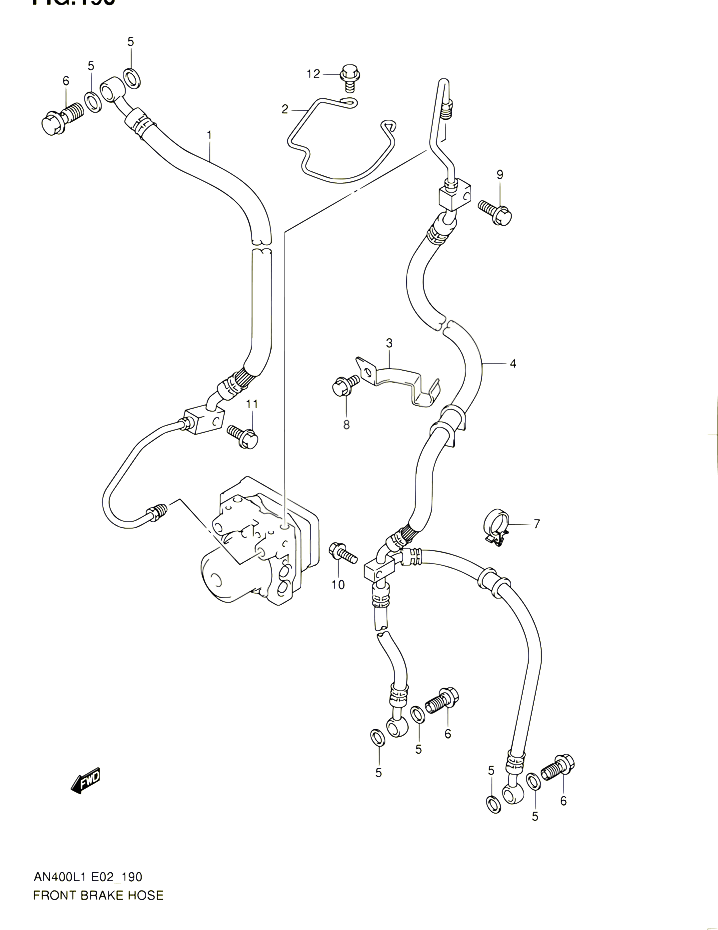 DURITE DE FREIN AVANT AN400ZAL1 E02 POUR SUZUKI BURGMAN 400 2011 POUR BURGMAN 400 AN400ZA L1 