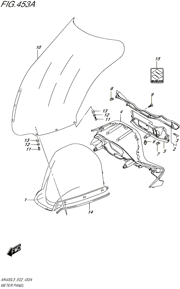 CARENAGE SUPPORT DE COMPTEUR POUR SUZUKI BURGMAN 400 2015 POUR BURGMAN 400 AN400ZA L5 