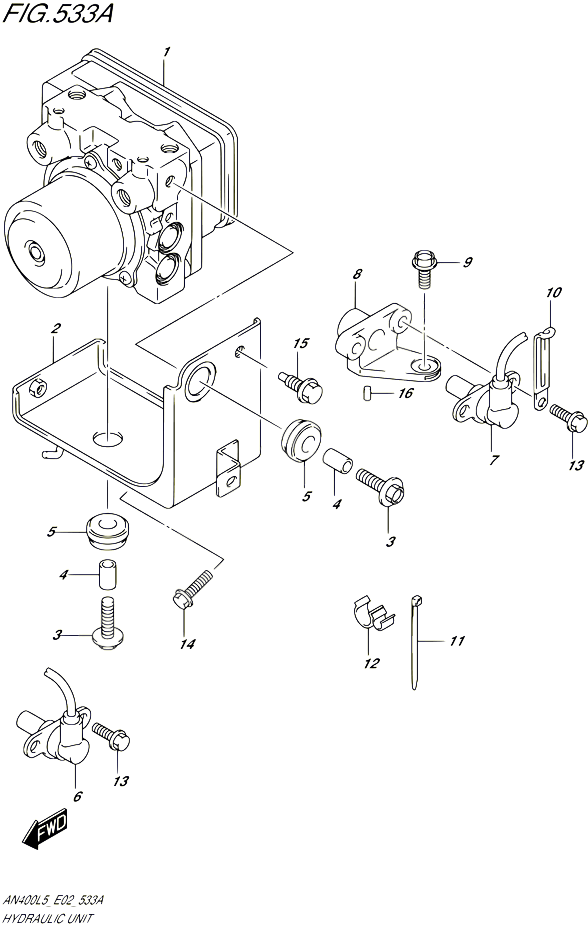 SYSTEME ABS AN400AL5 E02 POUR SUZUKI BURGMAN 400 2015 POUR BURGMAN 400 AN400ZA L5 