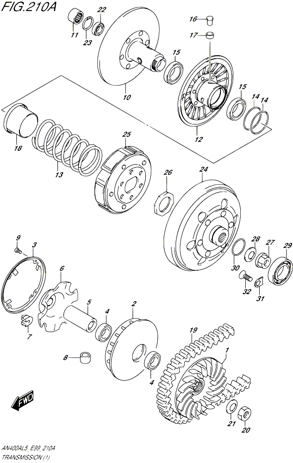 TRANSMISSION 1 POUR SUZUKI BURGMAN 400 2015 POUR BURGMAN 400 AN400ZA L5 